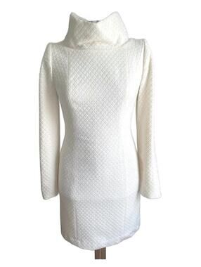 NWT Cream Tailored Wool Blend Thread Social Long Sleeve Turtleneck Dress Size 2